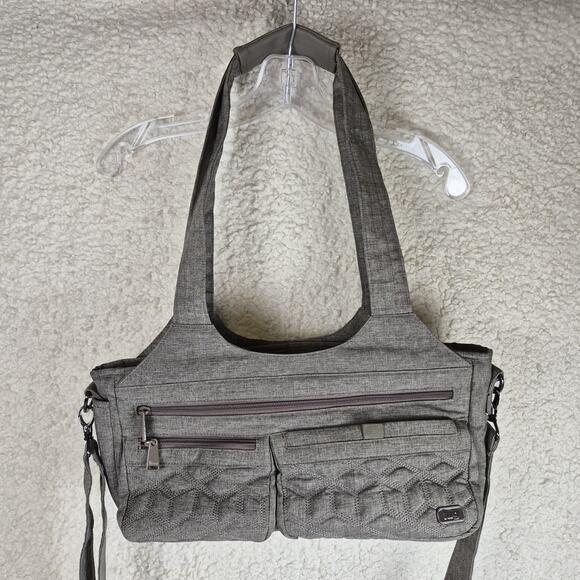 Lug Streetcar Crossbody Bag Gray Quilted Travel Organizer Purse Shoulder RFID - Picture 1 of 13